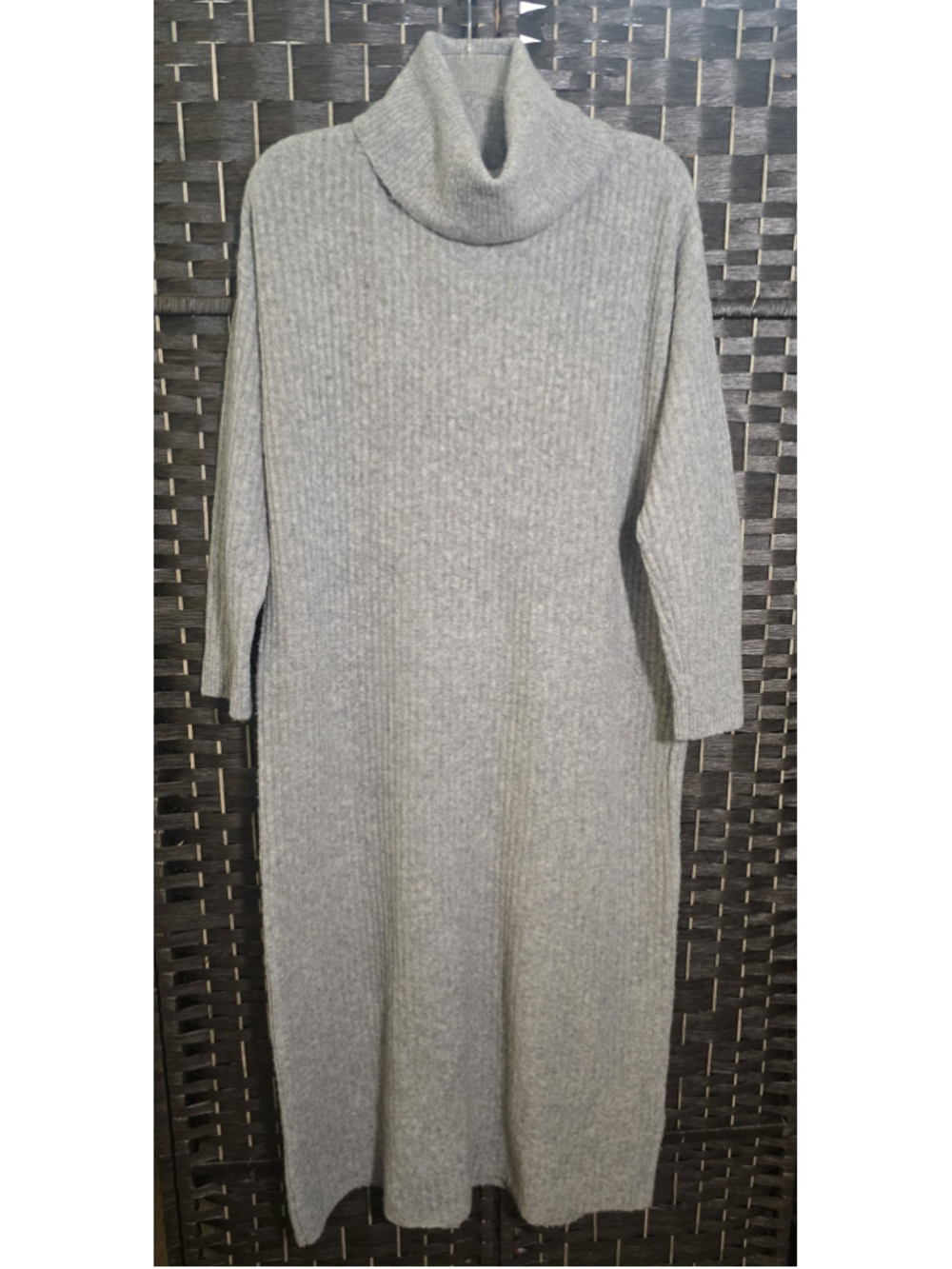 Pins And Needles Gray Ribbed Turtleneck Midi Sweater Dress S Urban Outfitters